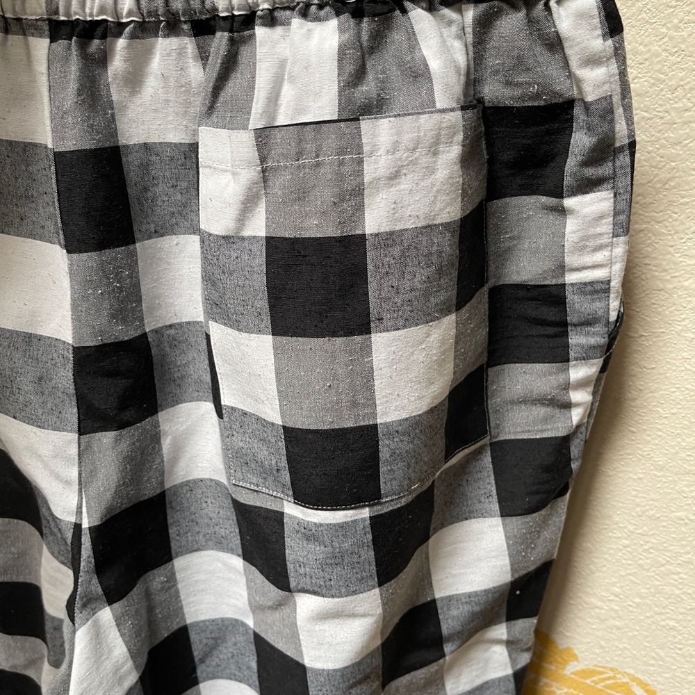 Tahari BlackWhite light cotton Buffalo Check lounge Pants